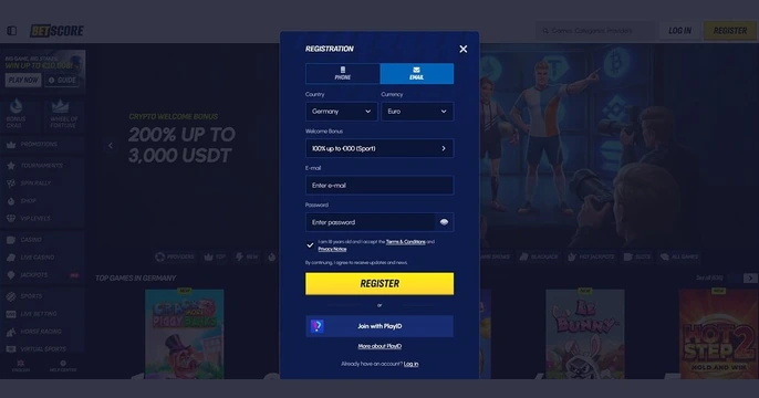 BetScore Casino Login